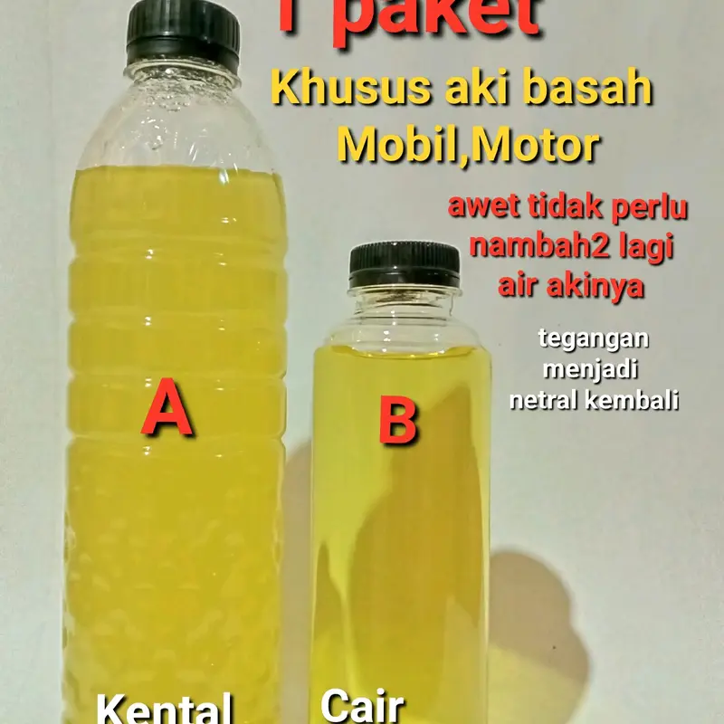 1 paket Cairan khusus  aki basah mobil dan motor, vrla 0