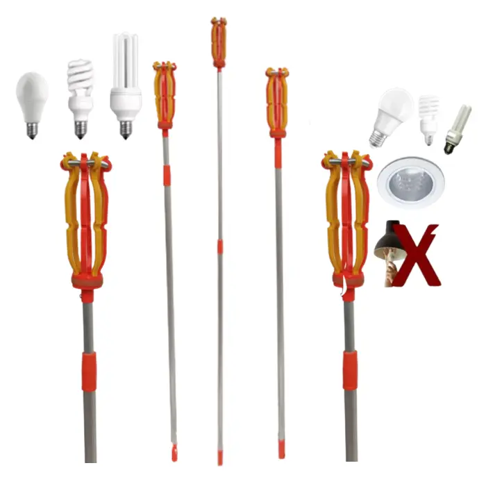 Tongkat Lampu Tongkat Pengganti Lampu 2 In 1 Stik Lampu Alat Pasang Lepas Ganti Lampu Bohlam Plastik Lamp pemasang 3