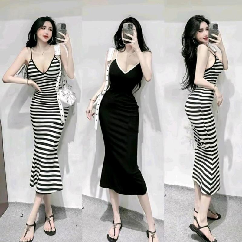 Đầm body tôn dáng nữ  ôm gọn dáng dài thun gân T3 Dress Women