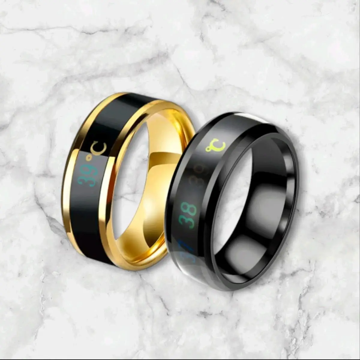 cincin suhu fasion harian pria wanita cincin titanium pengukur suhu tubuh terlaris Rings