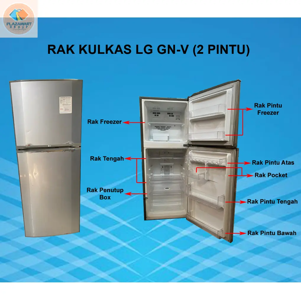Rak kulkas lemari es LG 2 pintu seri GNV