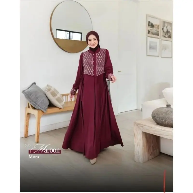 Sarimbit Lebaran 2025 Model Gamis Terbaru Sabrina Couple Series Ibu Dan Anak Dress Bahan Ceruty Babydoll Mix Brukat Fashion Muslim 8
