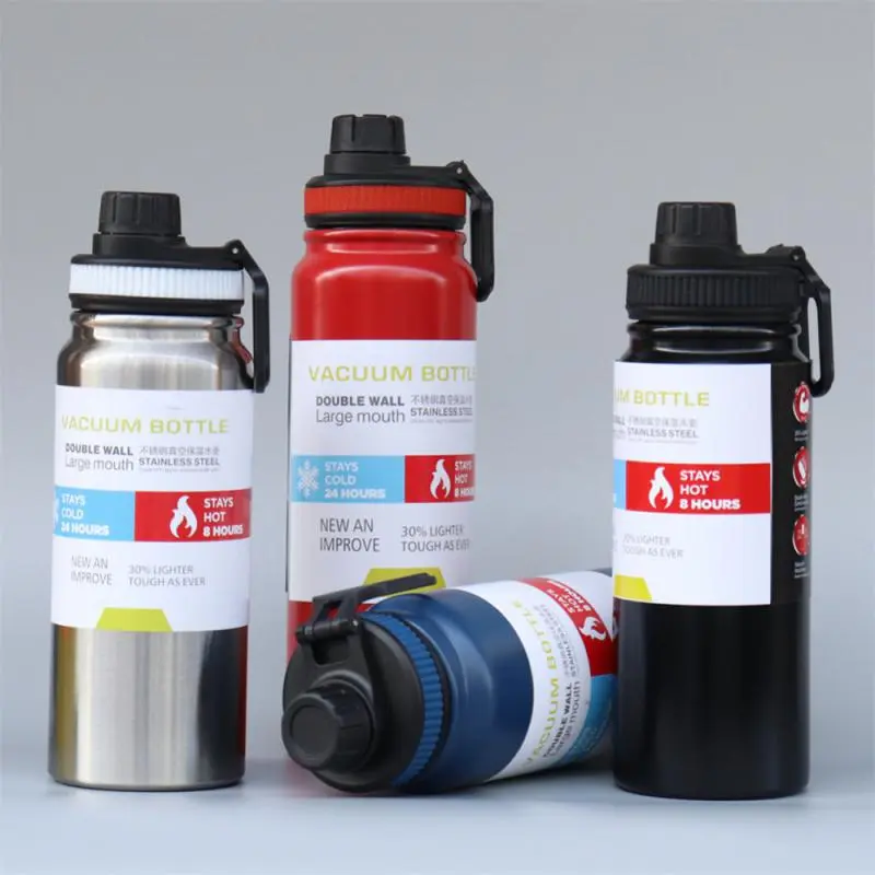 Water bottle, liter, keeps drinks cold and hot, 1L, stainless steel, perfect for sports gym, double wall insulated, Thermos, kitchenware drinking bottle Cover Bicycle Thermal Tea Mug Drinkware Flasks Insulation Leather