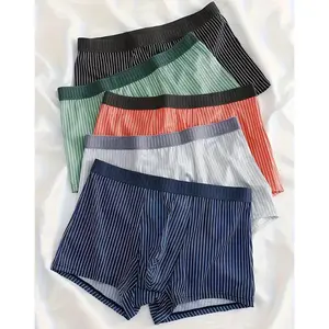 Paket 5PCS Celana Dalam Boxer Pria Ice Silk Bergaris Bahan Tipis Lembut halus Warna Mix NEXT LEVEL