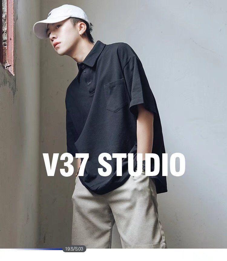 Product Introduction of Green Short Sleeve Polo Shirt for Men Summer Ins Trend Loose Fit Hong Kong Style Versatile Casual Stylish Turn-down Collar Five-point Sleeve T-shirt 2