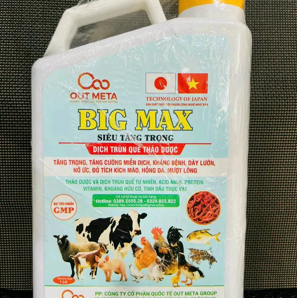 SIÊU VỖ BÉO BIG MAX CHO VẬT NUÔI( gia súc, gia cầm) nước kiềm nano bạc thuốc thú