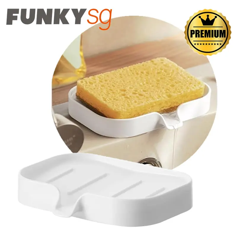 ABS Premium Soap Dish Self-draining Holder Jewellery Rack for Shower Bathroom Kitchen Sink Bath Tub Razor Sponge