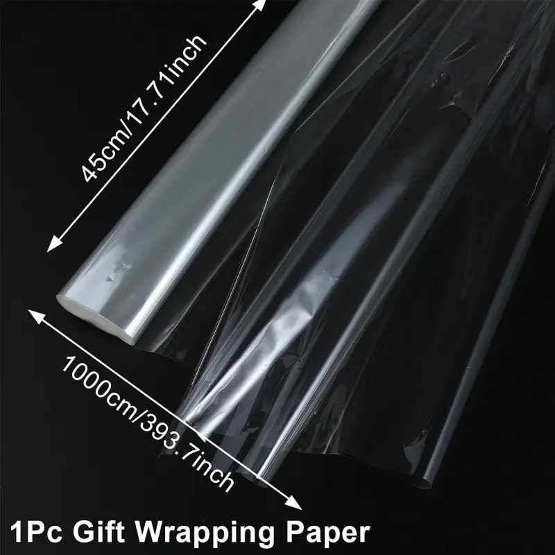 Clear Packaging Roll Paper, 1 Roll 45cm Wide 10m Long 2.5mm Thickness Transparent Packaging Paper, Gift Wrapping Paper for Birthday Wedding 1