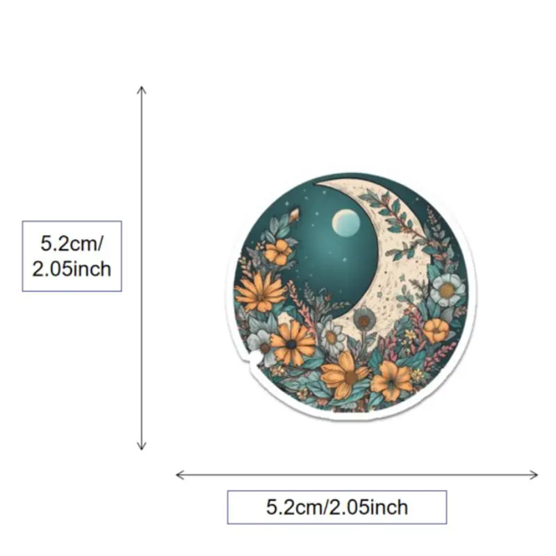 Moon & Flower & Star & Moon Pattern Sticker, 54pcs/pack Waterproof Self Adhesive Decor Paper, Decor Sticker for Gift Greeting Card Water Bottle Laptop 1