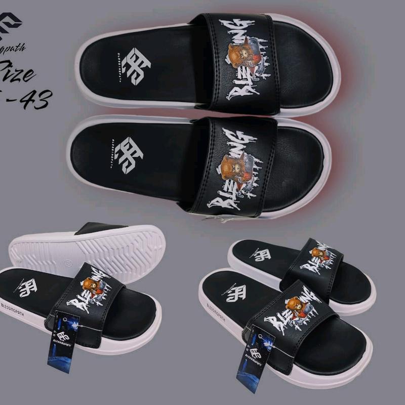 Sandal Slop Print BLESSINGPATH Neo Leather Cowok Cewek Karet 100% Baru - Shoes, Pria/sandal santai selop 0
