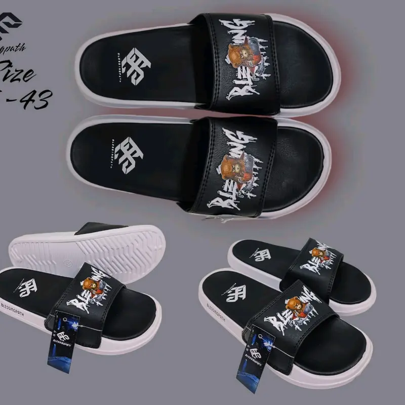 Sandal Slop Print BLESSINGPATH Neo Leather Cowok Cewek Karet 100% Baru - Shoes, Pria/sandal santai selop 0