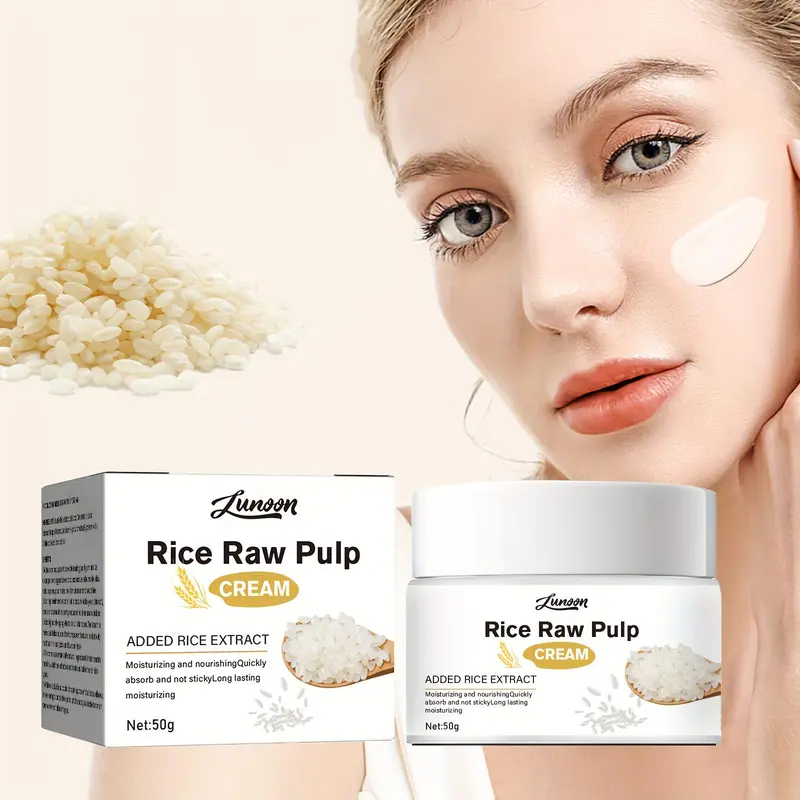 Rice Raw Pulp Face Cream, Moisturizing & Nourishing Facial Cream, Long-lasting Hydration Face Lotion for Tighter Skin 2