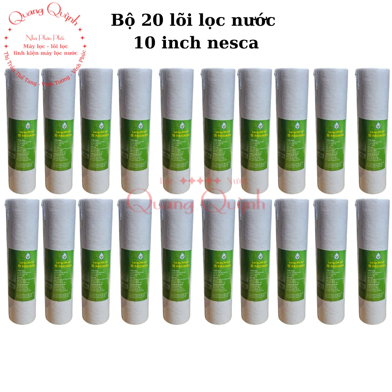 Bộ 20 lõi lọc 10 inch nesca không nắp bịt đầu