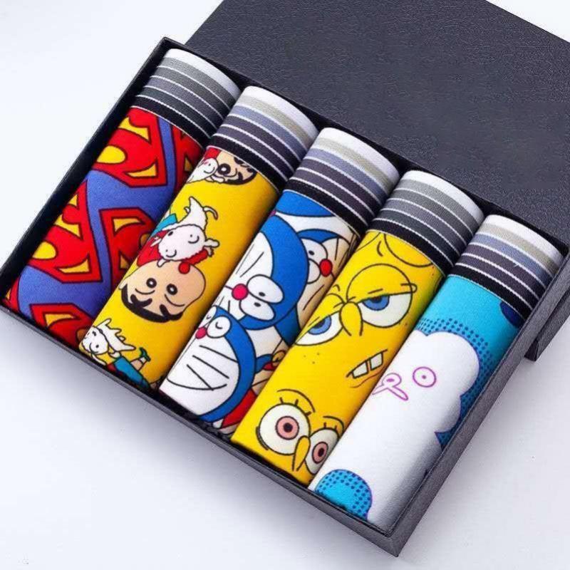 COMBO 5 quần sịp, quần lót nam hoạt hình siêu nhân, doremon ngộ nghĩnh cute Boxer Thun Cotton Menswear quần  lót  nam  su  lạnh 0