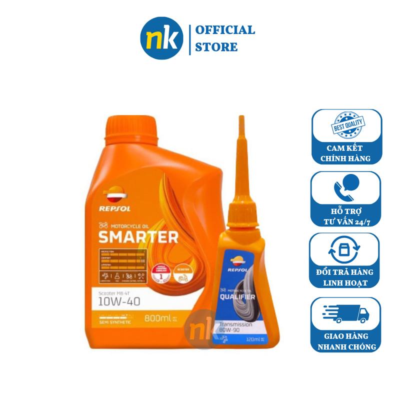 Mẫu mới Combo nhớt xe tay ga cao cấp Repsol Smart Scooter 10W40 800ml tặng nhớt hộp số Repsol Gear Oil 120ml - Nhập Khẩu Tây Ban Nha Dầu Nhớt Dầu