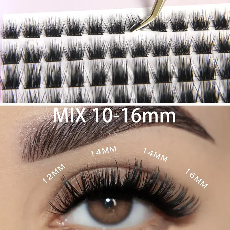 Mixed Length Individual False Eyelashes, 2 Boxes Natural Look Eyelash Extensions, Self Grafting Curl Eyelash Clusters, Eye Makeup Tools For Women 8