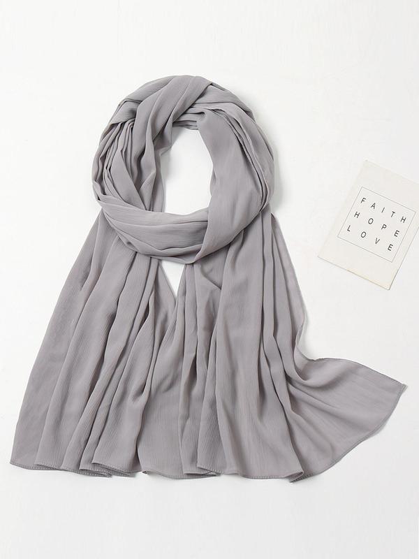 Women's 2024 Casual Solid Color Chiffon Shawl, Simple Wrinkle Long Soft Shawl for Daily Wear, Elegant Sunscreen Windproof Scarf for Women & Girls for Birthday Gift 1