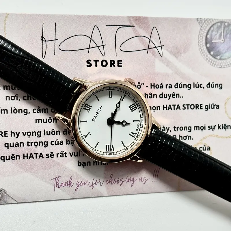 ĐỒNG HỒ NỮ BARSH PHONG CÁCH VINTAGE HÀN QUỐC DÂY DA VÂN CÁ SIÊU MỀM PIN THẠCH ANH MẶT KÍNH KHOÁNG  SIZE 24MM Women Watch 8