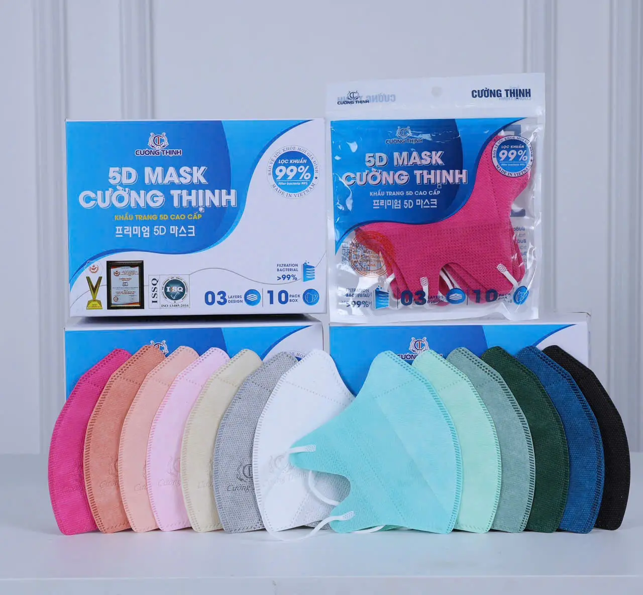 Khẩu trang 5D Cường Thịnh thùng 200 chiếc kháng khuẩn, chống bụi, chống nắng, chống tia UV cao cấp