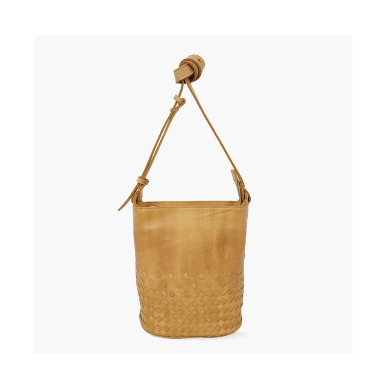 Product Introduction of French pastoral woven small bucket bag niche design messenger bag original bag first layer cowhide women's bag 0