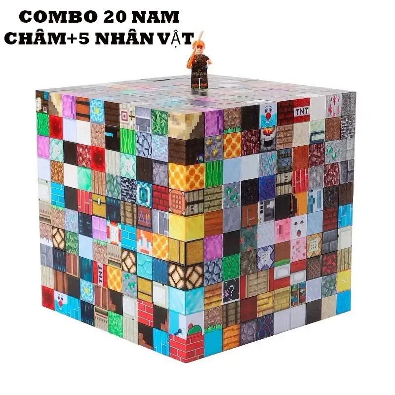 Combo 20 Khối Minicr3a Nam Châm kèm 5 nhân vật Từ Tính Đồ Chơi Mô Hình Lắp Ráp Kiến Trúc bộ  nam  châm