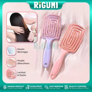 Sisir Rambut Paddle Brush Spiral Berongga Anti Kusut Lembut Elastis Cocok Untuk Rambut Panjang & Tebal