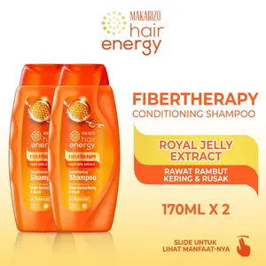 PAKET ISI 2-Makarizo Hair  Energy Fibertherapy Shampoo Royal Jelly 170mL Haircare / Sampo / Perawatan