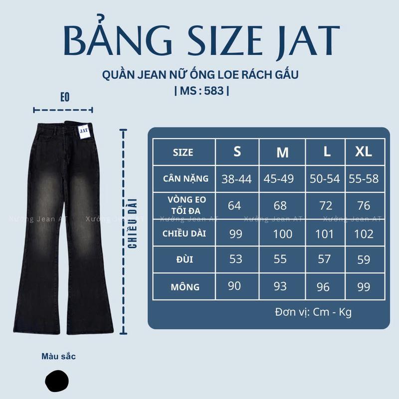 Quần Jean Ống Loe Lưng Cao Đen Wash Bụi Rách Gấu Phong Cách Hàn Quốc Trẻ Trung 583.1 9