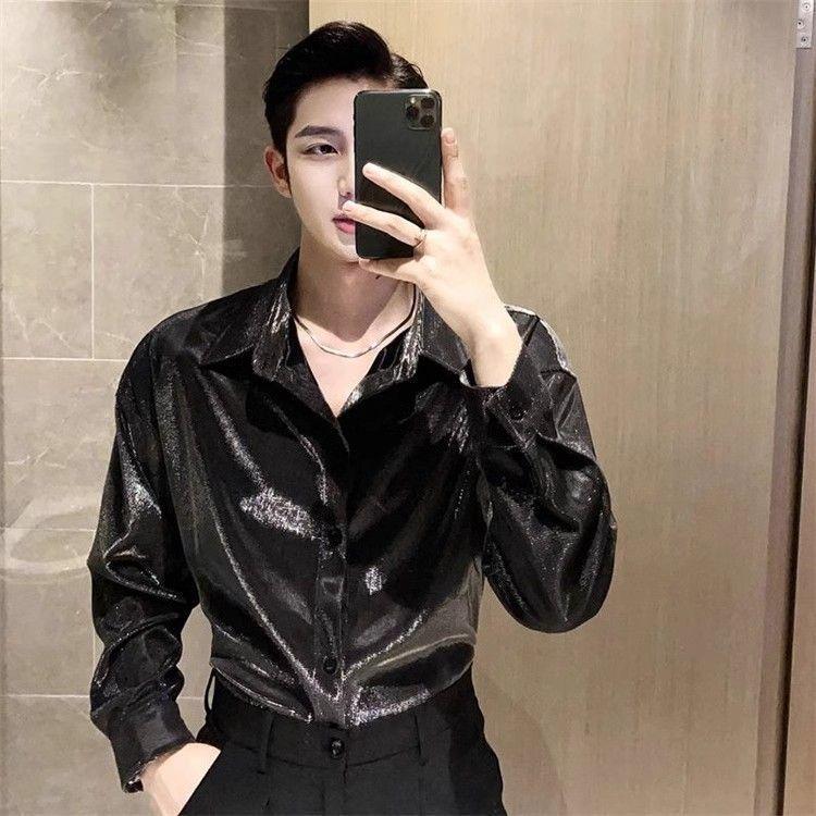 Product Introduction of Kemeja Lengan Panjang, Gaya Hong Kong, Retro, Mewah, Sejuk, Reflektif, Gaya Amerika, Berbalut, Longgar, Bergaya, Sesuai untuk Musim Bunga dan Musim Luruh 5
