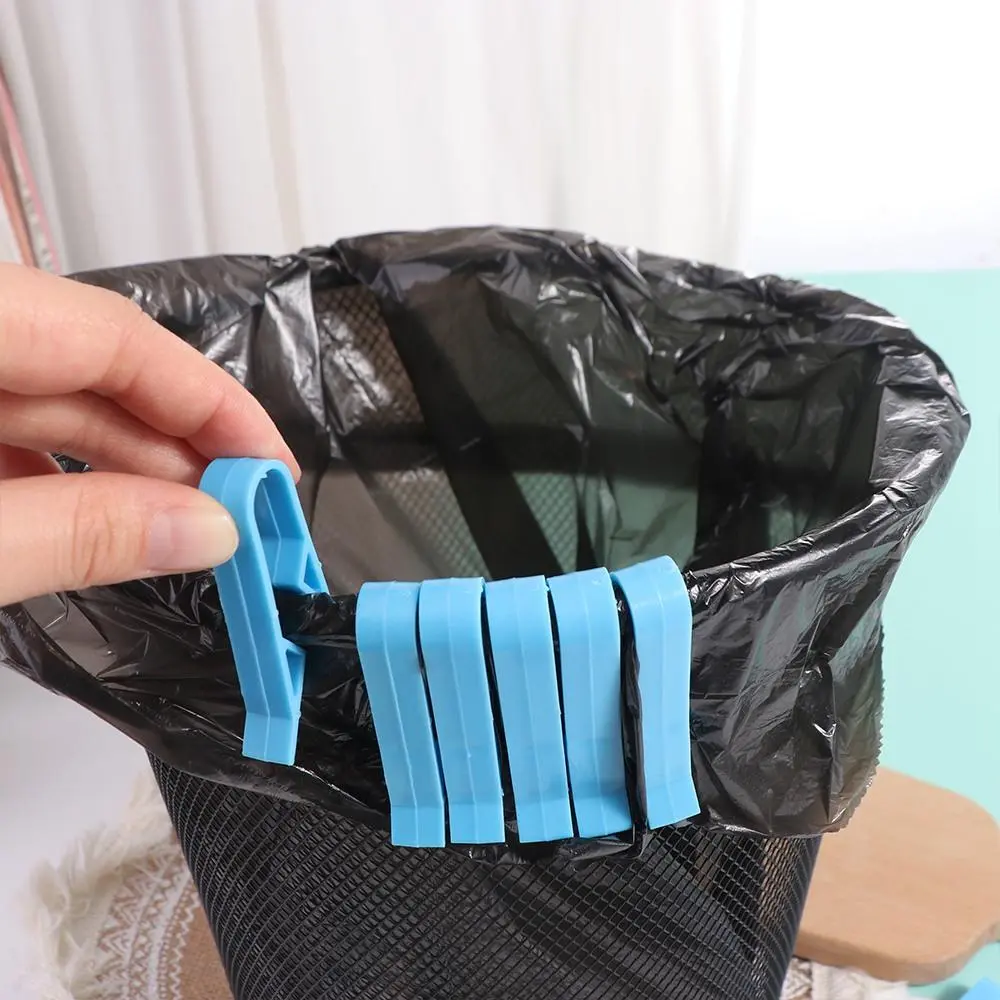 10Pcs Retaining Clamp Plastic Garbage Bags Clip Universal Blue Trash Bag Fixed Clip Non-Slip Sealing Dustbin/Trash Can