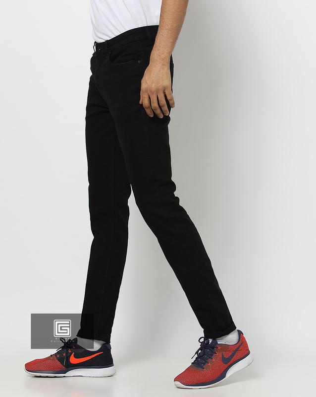 Celana Jeans Pria Panjang Skinny Slim Fit Panjang Melar Hitam Polos 2