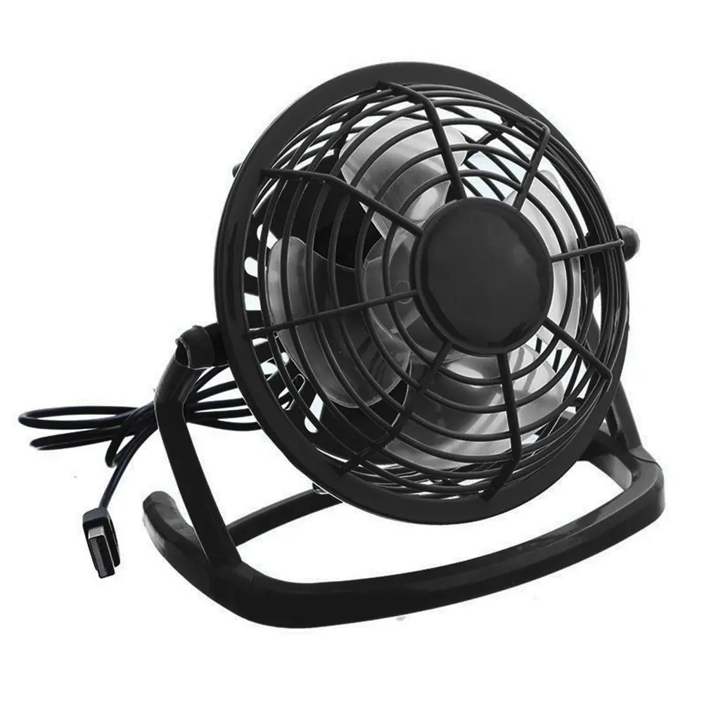 Kipas Peribadi Meja USB, Saiz Mini, Reka Bentuk Logam, Operasi Senyap, Kabel USB 4 kaki, Warna Hitam