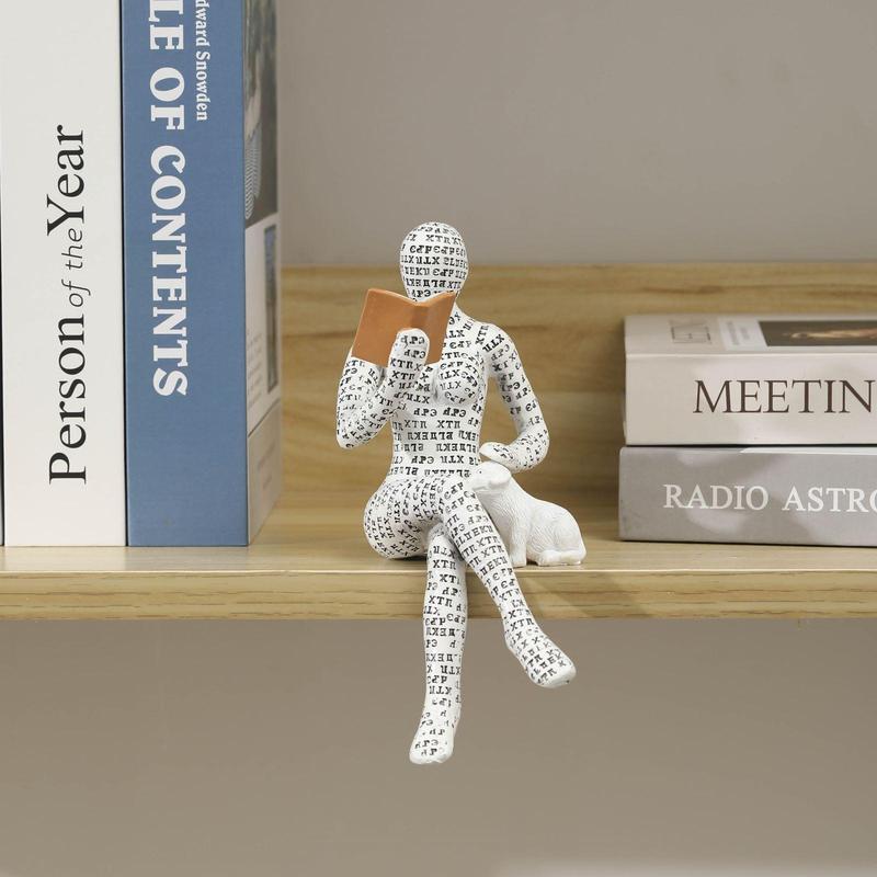 Reading Woman Design Creative Ornament, 1 Count Modern Resin Desk Bookshelf Decoration for Home Office, Statue, Figurine 3