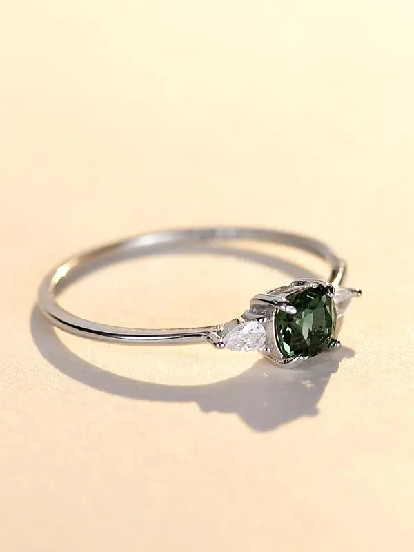 S925 Sterling Silver Fashion Artificial Zircon Decorated Ring, Simple Style Engagement Ring for Women, Trendy All-match & Exquisite Jewelry for Birthday Gift 4