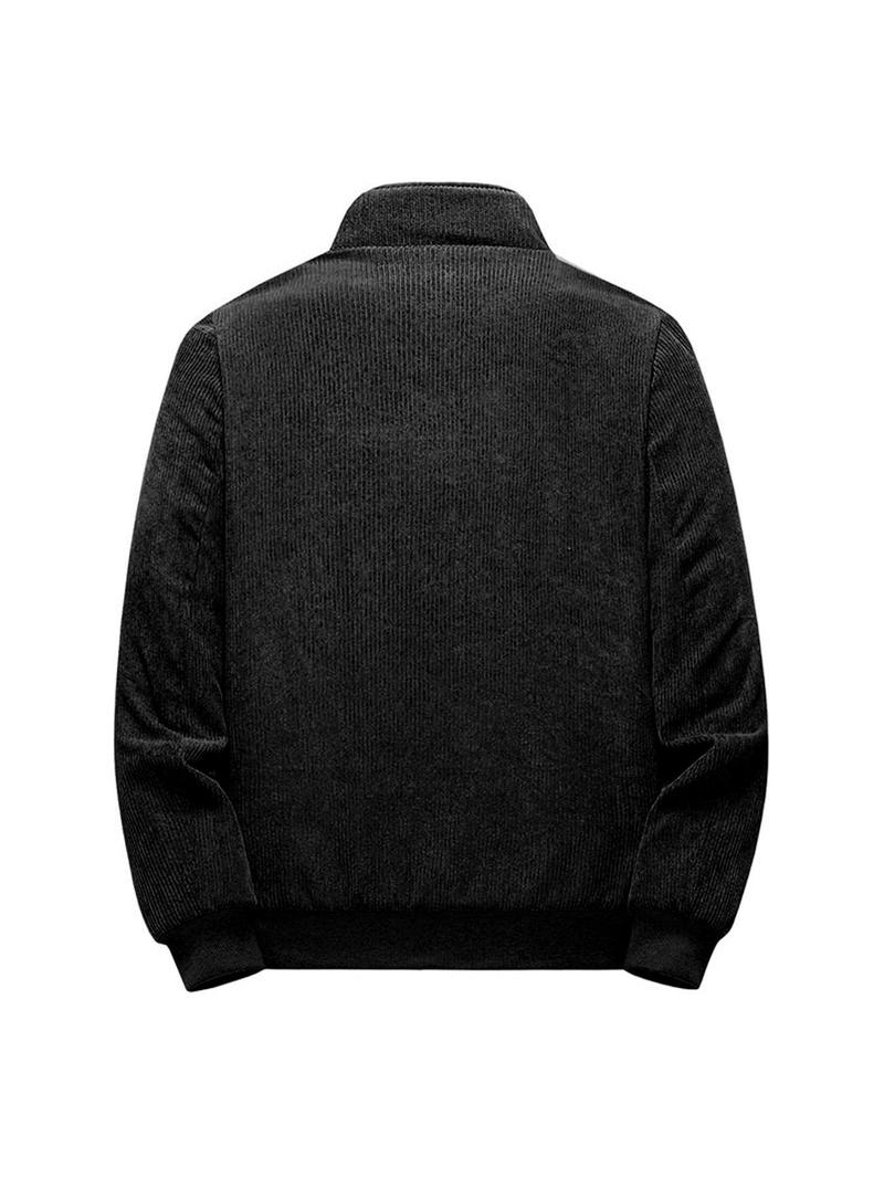 Product Introduction of Men's Regular Fit Solid Color Patched Pocket Zipper Thermal Lined Jacket, Casual Long Sleeve Funnel Neck Outerwear for Fall & Winter, Men's Clothes for Daily Wear, Winter Coats 13