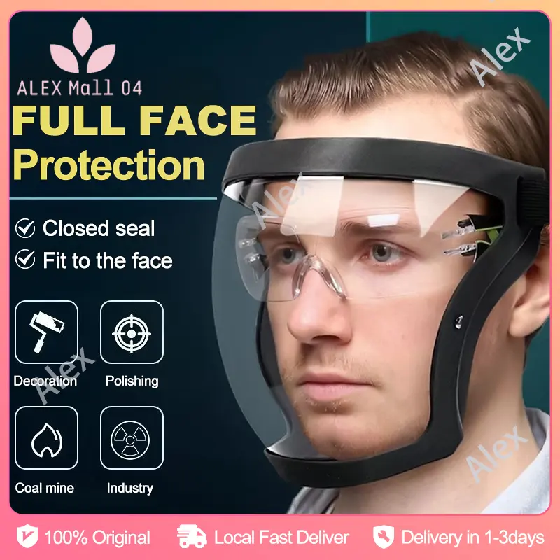 Transparent Full Fcae Mask Face shield Acrylic Anti Fog Dustproof Googles Face Protection Mask