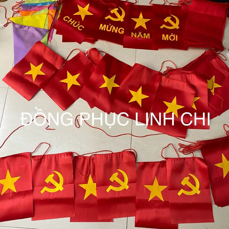 Cờ dây Sao xen kẽ in 2 mặt, Cờ dây Tổ Quốc vải satanh dày dặn chịu nắng mưa 6
