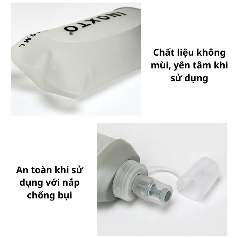 Bình đựng nước mềm INOXTO, bình đựng nước thể thao chạy bộ, chạy trail, leo núi không mùi nhựa, an toàn, tiện lợi Sport Tim 7