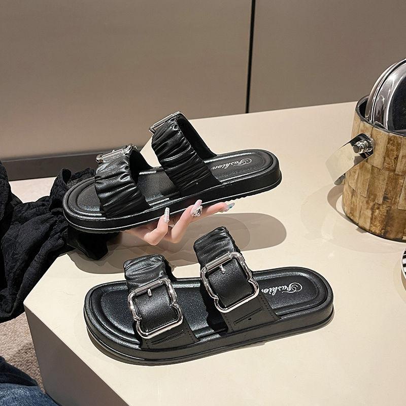 Product Introduction of Thick-soled platform slippers for women for summer outdoor wear ins trend 2024 new buckle non-slip versatile beach flip flops for women Walking Shoes Footwear 7