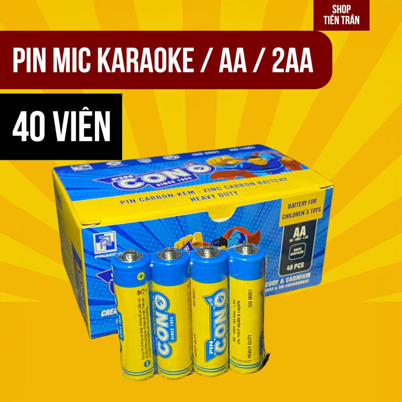Pin AA Con Ó  HỘP 40 viên 1.5V- Pin Tiểu 2A Cho Mic Karaoke  Chuột Không Dây Điều Khiển Từ Xa,Đồng Hồ, Máy Tính, Máy Game LALUX Pin Dự Phòng