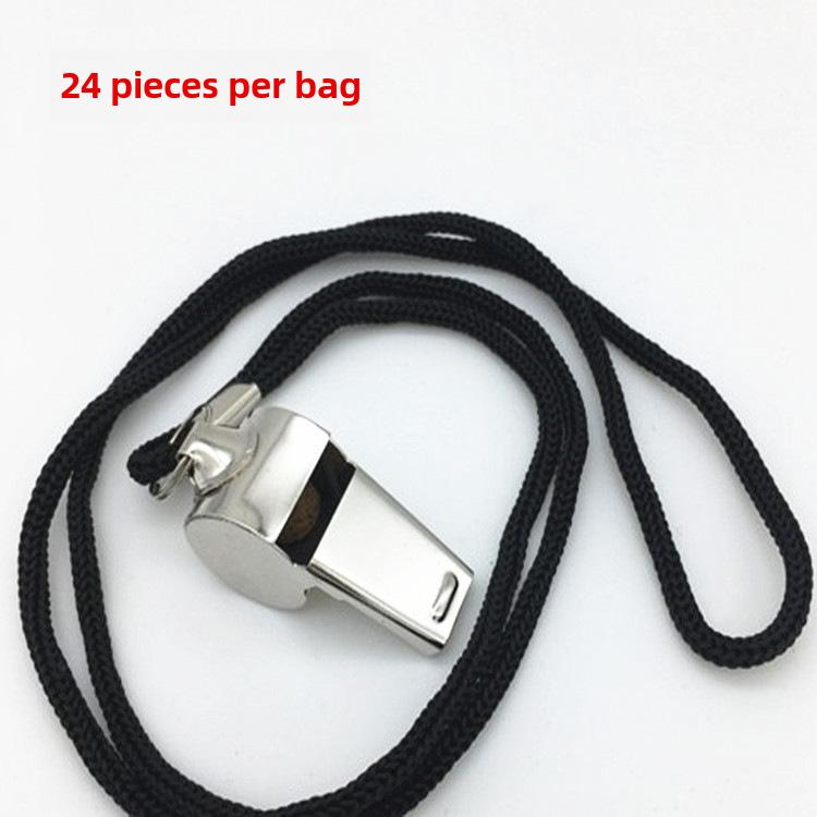 Còi trọng tài, làm bằng kim loại và thép không gỉ, thích hợp cho các môn thể thao, có dây buộc, đồ dùng thể thao 6