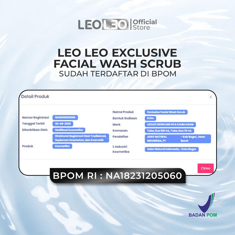 LEOLEO Paket Basic Combo Exclusive Facial Wash Scrub Whith DNA Salmon & Exclusive Whitening Face Serum 5
