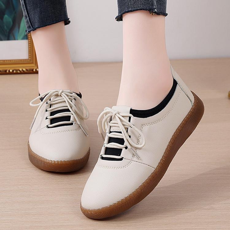 Product Introduction of Luxury genuine leather shoes for women lace up outdoor leather flats anti-slip rubber office shoes 18
