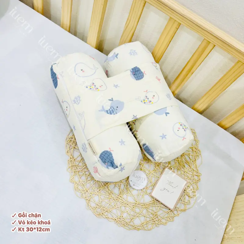 iuem gối chặn sơ sinh vải xô Muslin mềm thoáng, lõi bông chắc chắn, giúp bé sơ sinh không bị giật mình, 5