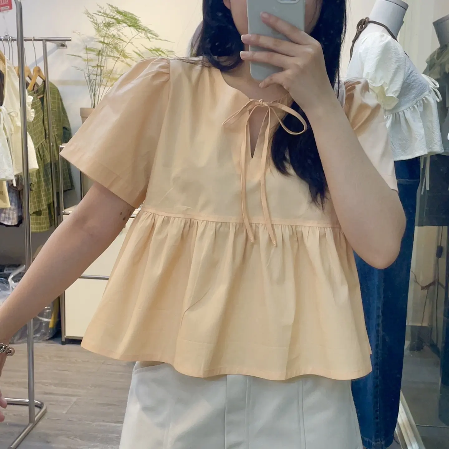 Moden - Áo babydoll dây nơ mặc 2 kiểu Toppy