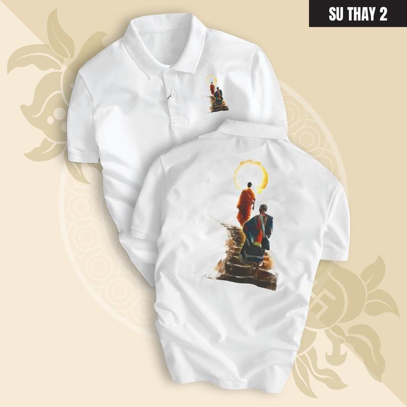 Áo Polo Sư Thầy Thích Minh Tuệ 2 cổ bẻ vải cá sấu sang trọng, lịch lãm, thoáng mát Menswear Có Cổ Ngắn Tay