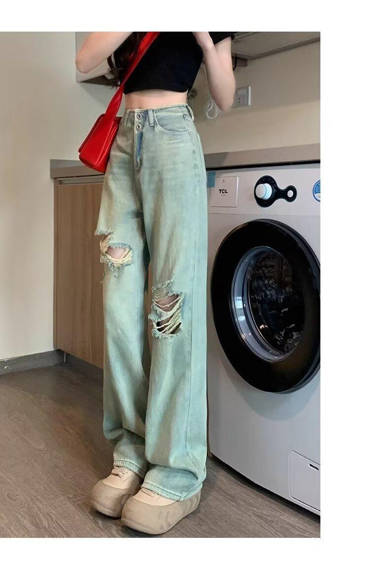 Product Introduction of Quần Jean Rách Thẳng Cổ Điển Phong Cách Cổ Điển Đường Phố Cao Cấp Mỹ, Xu Hướng Ins, Hàng Mới Về Mùa Hè, Dành Cho Nam Và Nữ, Hợp Xu hướng Menswear Pants 5