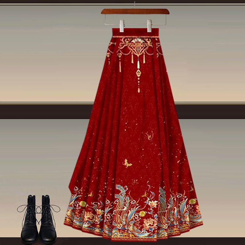 Bộ Phong Cách Trung Quốc Phong Cách Quốc Gia Hoàn Chỉnh Cho Nữ, Áo Hanfu Mới, Váy Mamian Màu Đỏ Thanh Lịch, Bộ Hai Mảnh, Hàng Mới Về Năm 2025 Women Dress 5