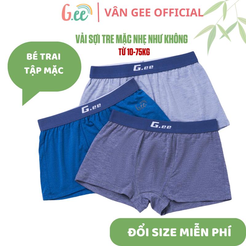 Set 3 Quần Sịp Bé Trai Gee Dáng Đùi Vải Sợi Tre/Gỗ Sồi Siêu Mềm Mát Thoải Mái Cho Bé Mới Mặc 10-75kg
