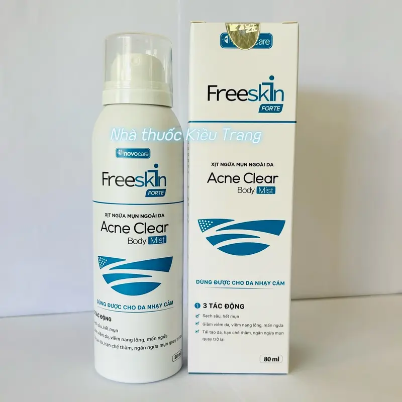 [Mẫu mới] Combo xịt mụn sữa tắm Freeskin Forte, dùng cho mụn cơ thể, viêm nang lông, viêm da 1